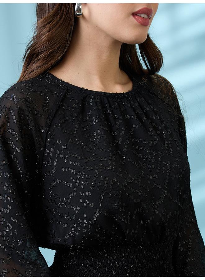 جلو باص فستان سهرة نسائي جلوبس بأكمام أسقفية وتصميم ذاتي من الشيفون اللامع - Image 5